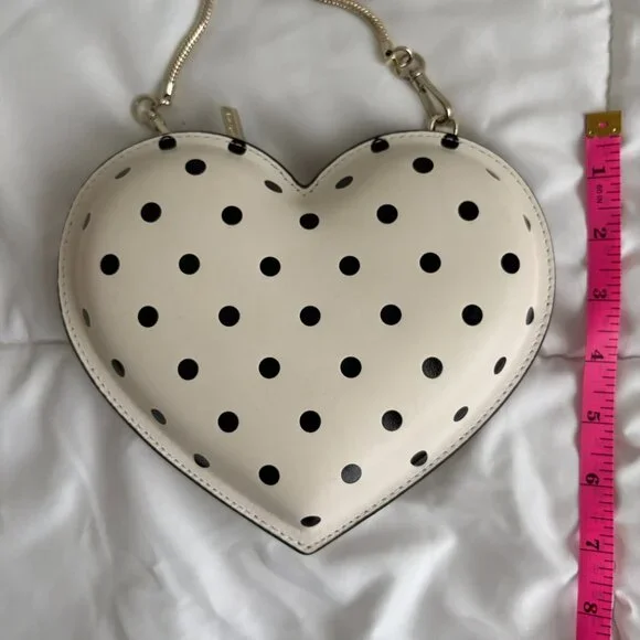 Kate Spade 3D Cabana Dot Heart Crossbody Parchment with Black Dots - Picture 6 of 12